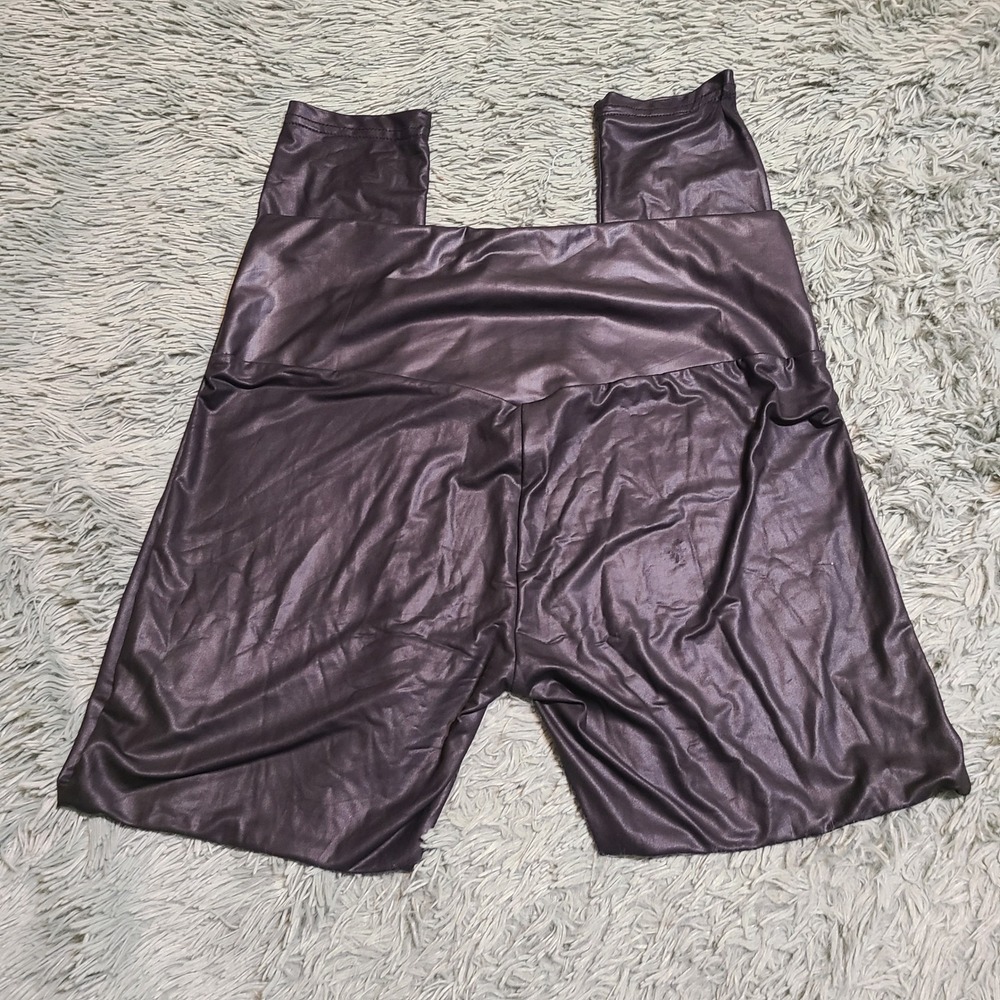 Faux Leather Leggings Pants Shiny Black Stretchy‎ High Waisted Casual Tights